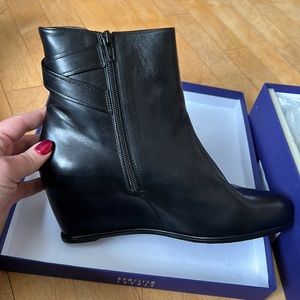 BNWB Stuart Weitzman Black Leather Wedges